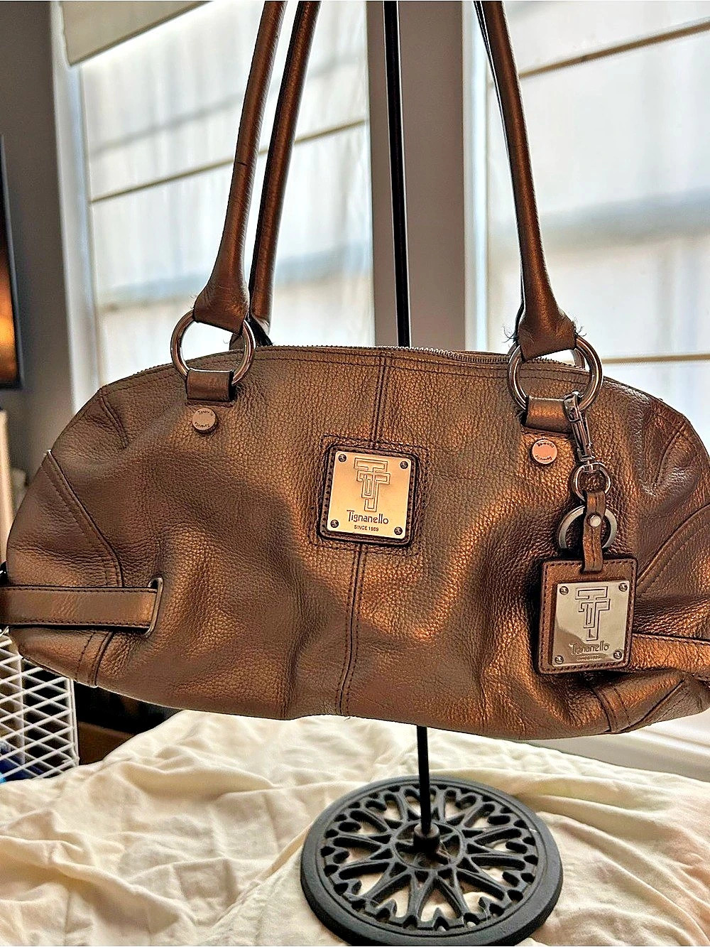 Tignanello Leather-Look Shoulder Bag in Brown